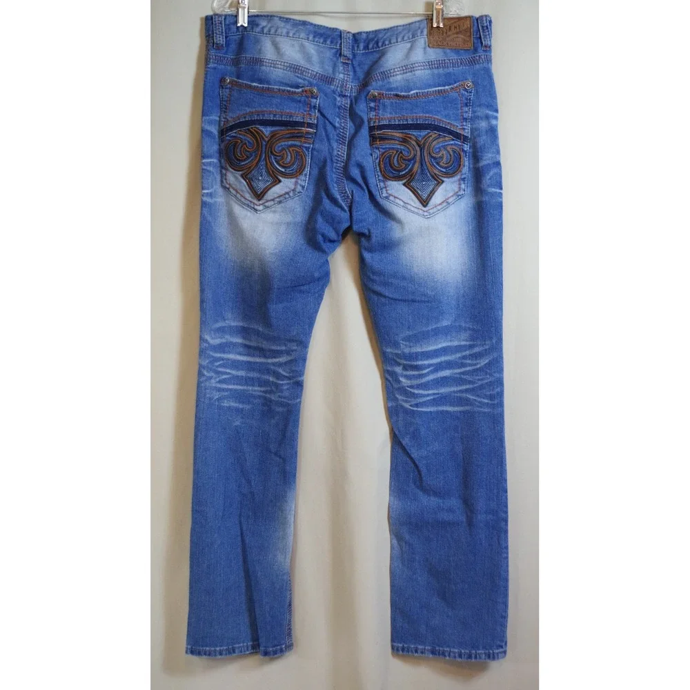 Affliction Black Premium Mens Jeans 38 Light Wash Embroidered 110SS207 Straight